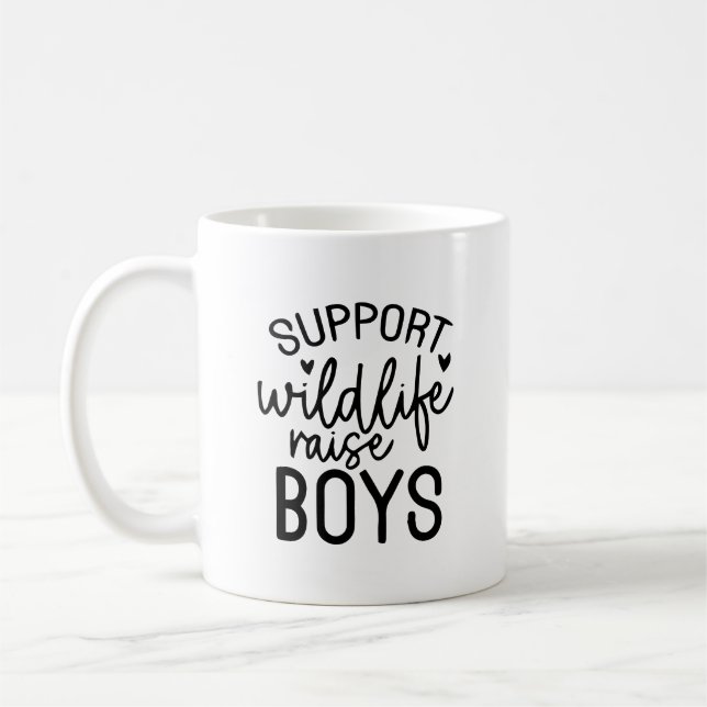 Mug Soutenez la faune, élevez les garçons amusant Mama (Gauche)