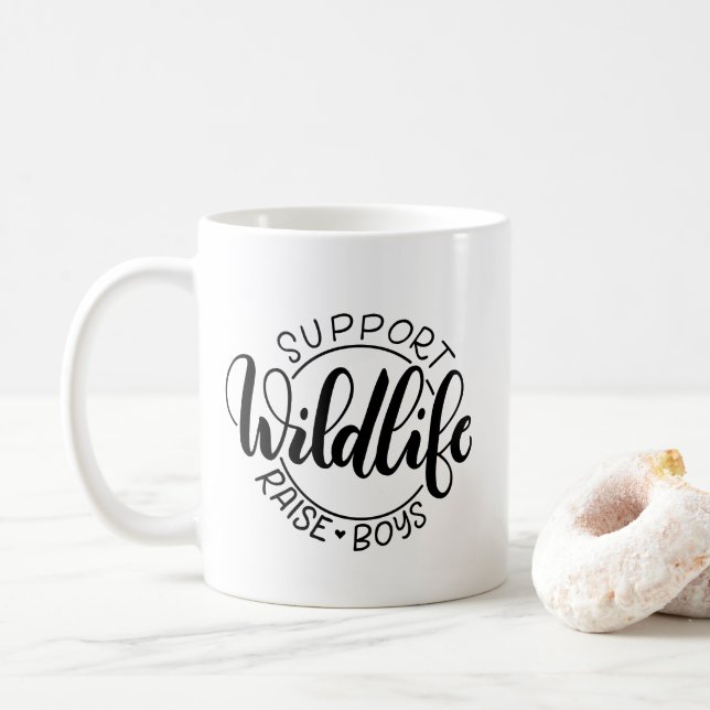 Mug Soutenir la vie sauvage, élever les garçons (Avec donut)