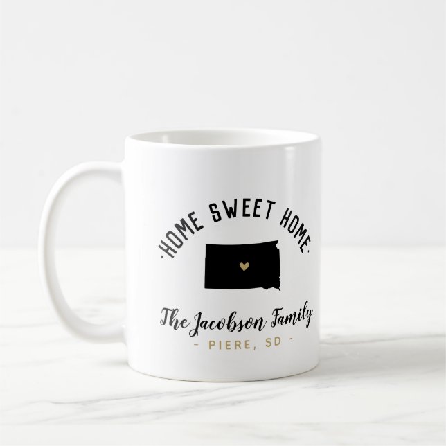 Mug South Dakota Home Sweet Home Famille Monogramme Mu (Gauche)