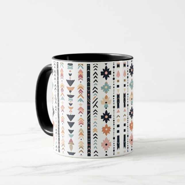 Mug Southwestern Navajo Inspired Geometric Cream Teal  (Devant gauche)