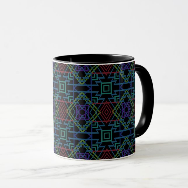 Mug Southwestern Symmetrical Tiled Pattern Line Art (Devant droit)
