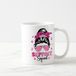 Mug Soutien Squad Messy Bun Pink Warrior Cancer du sei