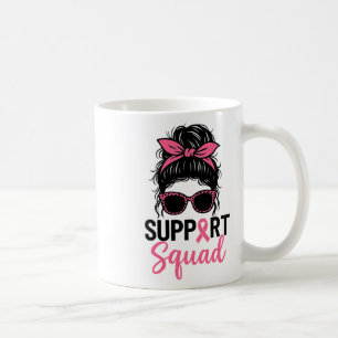 Mug Soutien Squad Messy Bun Pink Warrior Cancer du sei