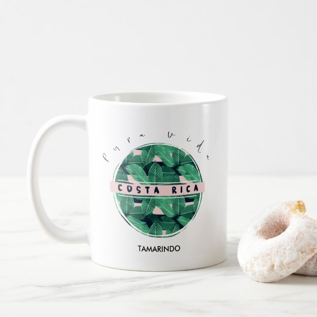 Mug Souvenir de Pura Vida de feuille de jungle du (Avec donut)