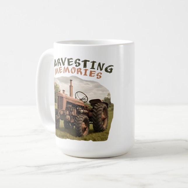 Mug Souvenir rustique : Vintage tracteur emblème (Devant gauche)