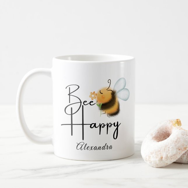 Mug Soyez heureux abeille Cutom (Avec donut)