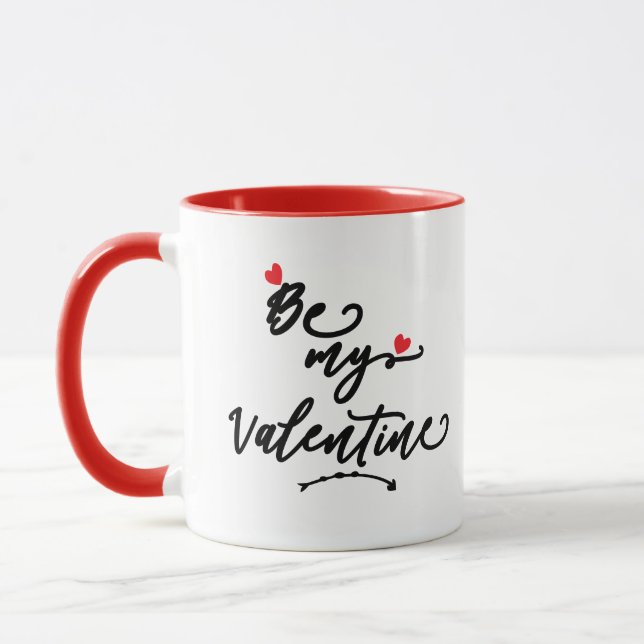 Mug Soyez mon Valentine Moderne Romantique Rouge amour (Gauche)