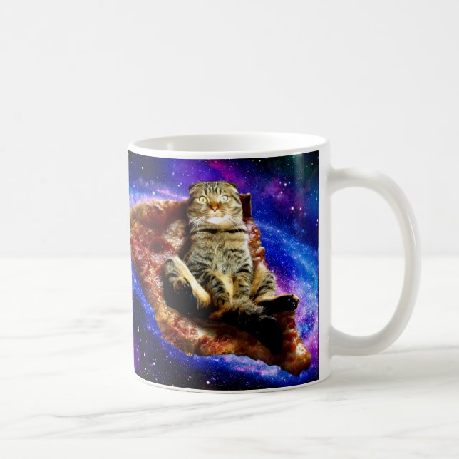 Mug Space cat couché sur une pizza (Droite)