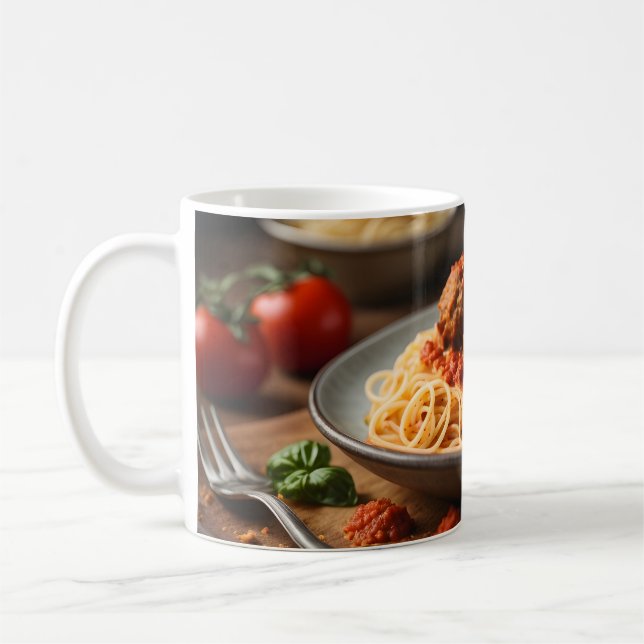 Mug Spaghetti et boulettes de viande dans l'assiette (Gauche)