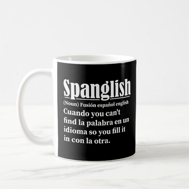 Mug Spanglish Funny Définition Espagnol Anglais (Gauche)