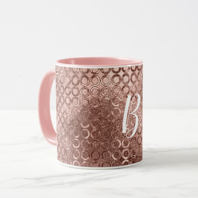 Mug Sparkly Rose Gold Circles Rose luxe étincelant (Devant gauche)
