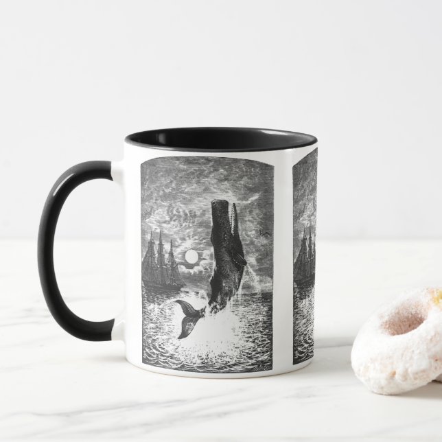 Mug Sperm Baleine Vintage, Vie Marine Animaux (Avec donut)