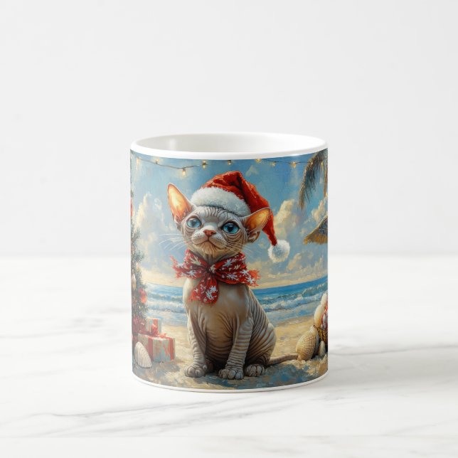 Mug Sphynx Chat Noël Plage Vintage (Centre)