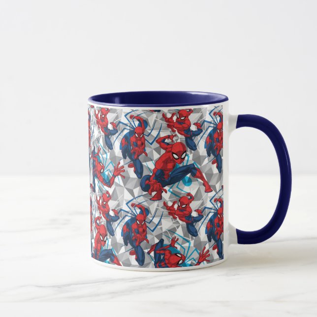 Mug Spider-Man | Motif d'art de caractères géométrique (Droite)