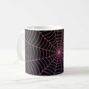 Mug Spider web noir violet orange motif Halloween