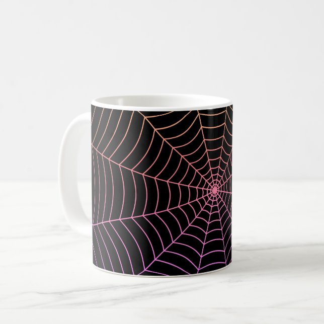 Mug Spider web noir violet orange motif Halloween (Devant gauche)