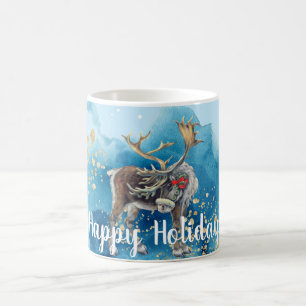 Mug Splash bleu renne de Noël