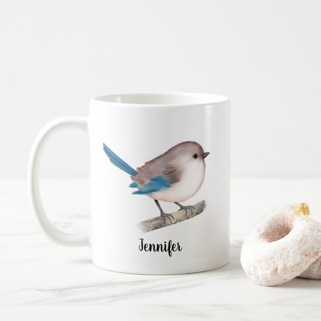 Mug Splendid Fairy Wren Bird on Branch (Avec donut)