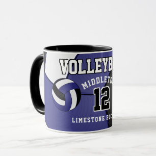 Mug Sport de volley-ball bleu foncé et blanc