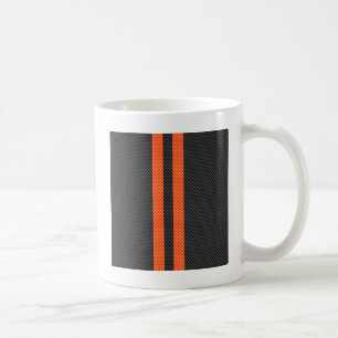Mug Sportif Vibrant Orange Stripes Carbone Fibre Style