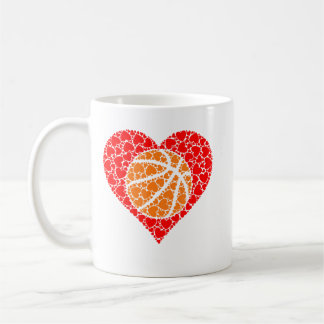 Mug Sports Ballon de Basket Rouge en Forme de Cœur Val