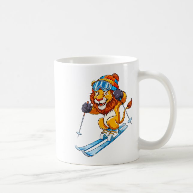 Mug Sports d'hiver adorables du lion de ski (Droite)