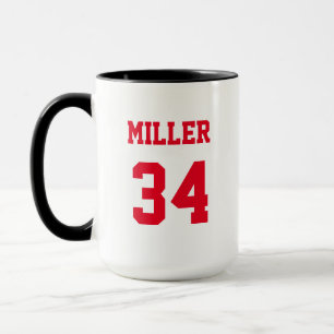 Mug Sports Jersey Red Custom Nom et numéro