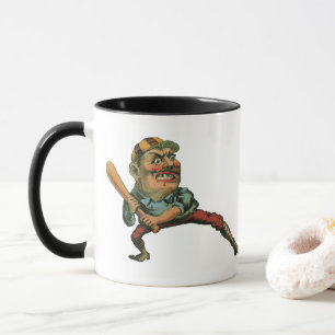 Mug Sports Vintage, joueur de baseball en colère batte