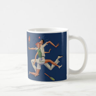 Mug Sports Vintage, Joueurs de Tennis S'écrasent avec 