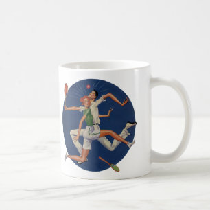 Mug Sports Vintage, Joueurs de Tennis s'écrasent avec 