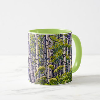 Mug Spring Aspen Tree Woodland Purple Green Coffee