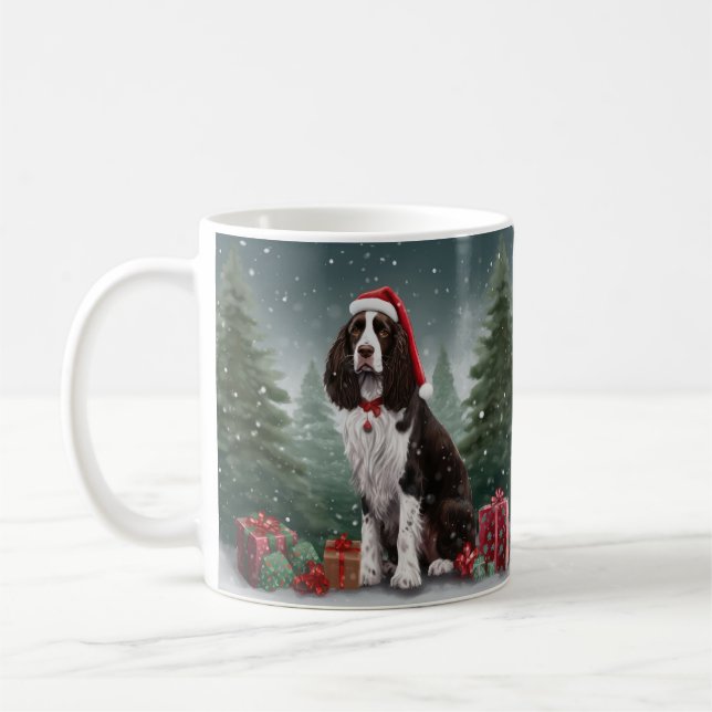 Mug Springer Spaniel Chien dans la neige Noël (Gauche)
