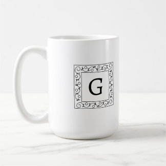 Mug Square Swirly Vines Monogram