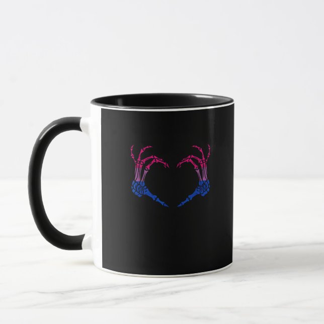 Mug Squelette Coeur Bisexuel Lgbt-Q Pride Crâne Main (Gauche)