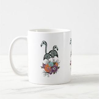 Mug Squelette de Flamant rose avec des fleurs de
