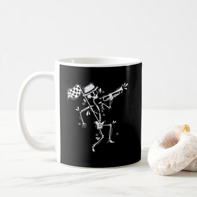Mug Squelette de Ska avec style de musique de Trompett (Avec donut)