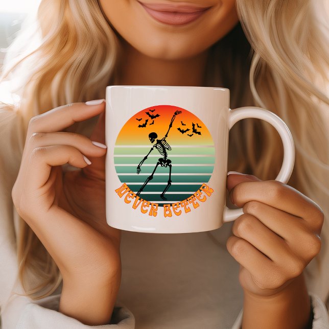 Mug Squelette d'Halloween jamais mieux danser la chauv (Créateur téléchargé)
