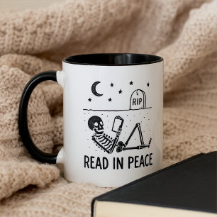 Mug Squelette drôle Lis en paix pour les lecteurs de l