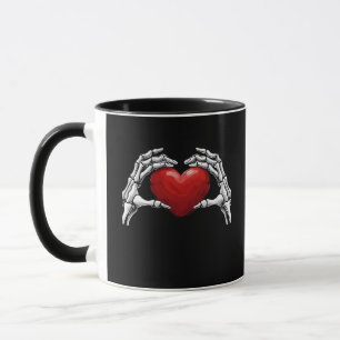 Mug Squelette Mains Tenant Un Coeur Rouge Design Class