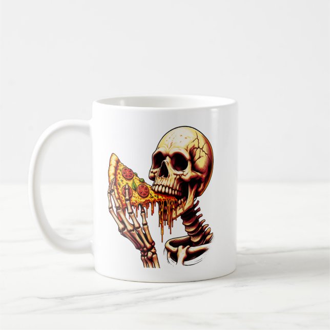 Mug Squelette mangeant de la pizza (Gauche)