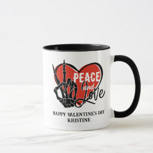 Mug Squelette moderne personnalisé paix et amour main