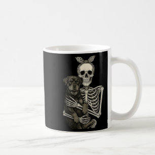 Mug Squelette tenant Rottweiler chien drôle Lazy Hallo