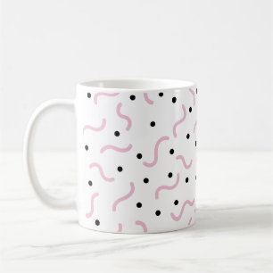 Mug Squiggles roses et points noirs Memphis Motif