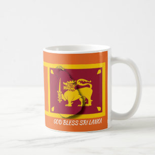 Mug SRI LANKA CARTE DRAPEAU Écriture Customisée ORANGE