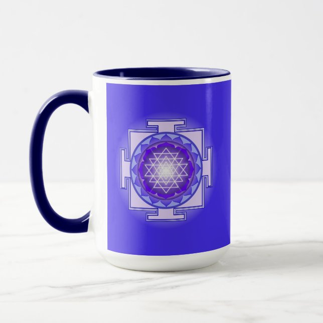 Mug Sri Yantra Mandala, mauve et bleue (Gauche)