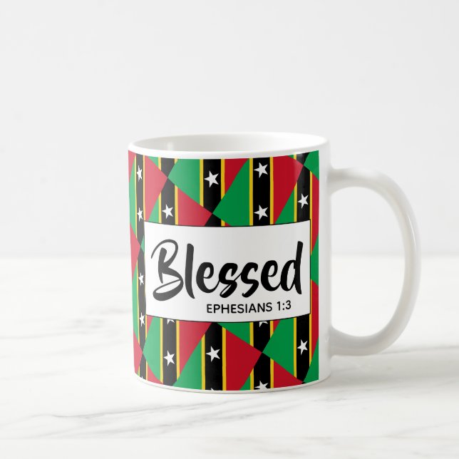 Mug ST KITTS NEVIS Bienheureux Éphésiens Bible Écritur (Droite)
