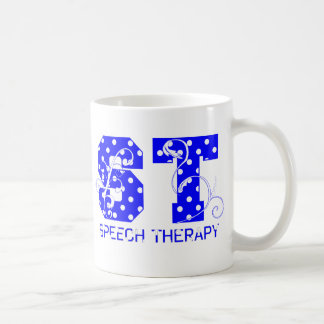 Mug st letters white and blue polka dots