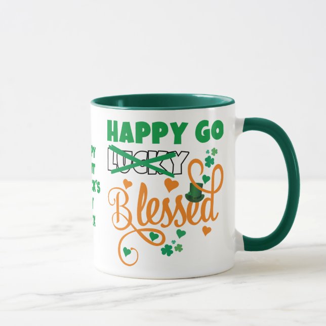 Mug St Patrick's Day HEUREUX GO Lucky BLESSED Christia (Droite)
