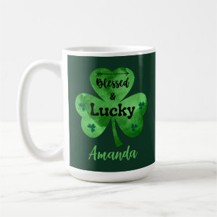 Mug St Patrick's Day Shamrock Chanceux et Bénis