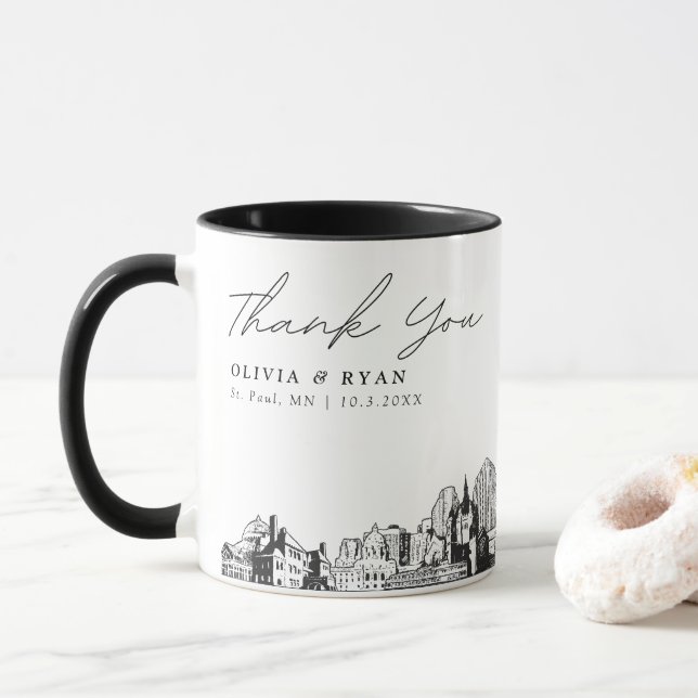 Mug St. Paul Croquis Simple Mariage Personnalisé Café  (Avec donut)